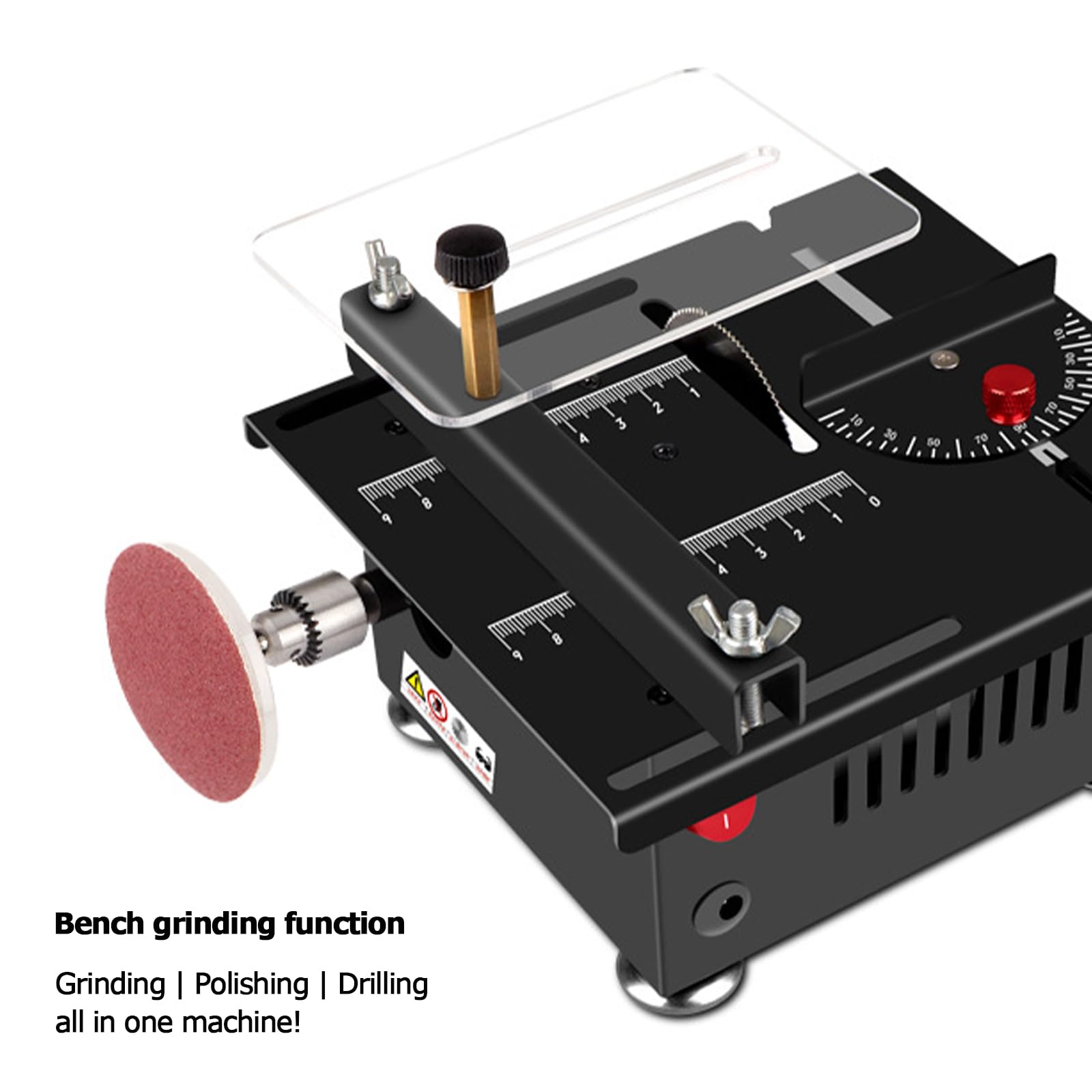 Sierra de mesa eléctrica, mini cortador de mesa de 100 W, herramienta multifuncional para cortar, moler, pulir y perforar, ideal para proyectos de bricolaje y carpintería