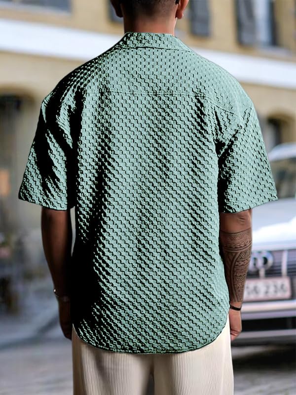Image of Pinkmint Bubble Textured Shirt for Men ll Half Sleeve Stylish Button Down Shirt's ll Men's Pocket Shirt (Pack of 1)