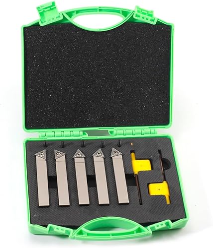 YUFUTOL Mini herramienta de torneado de torno indexable, vástago de 12 pulgada, niquelado juego de herramientas de torneado de carburo, herramientas