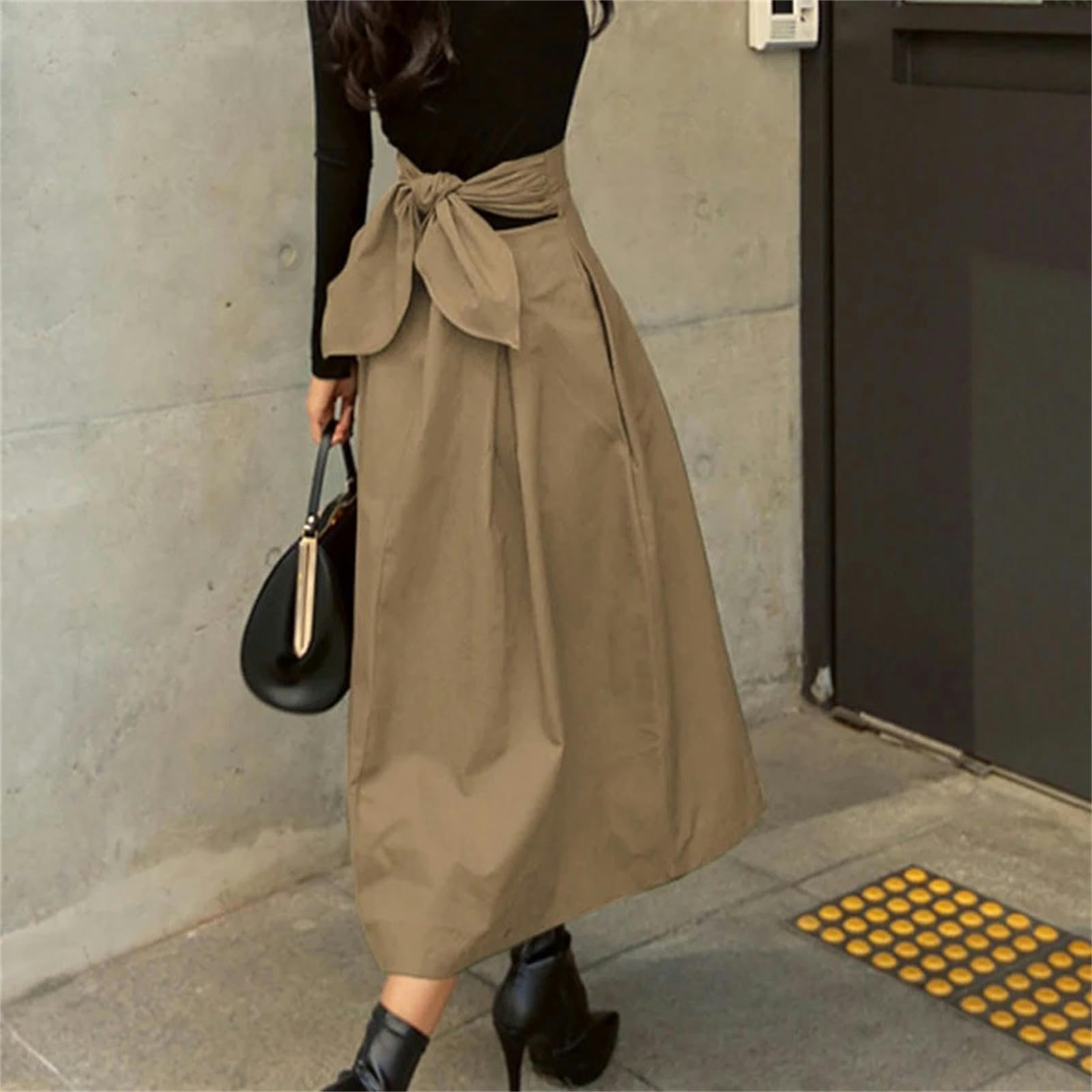 Gonna Gonne Donna Moda Grande Swing Signore Gonna Lunga Wild Vita Alta Fiocco Slim Gonne