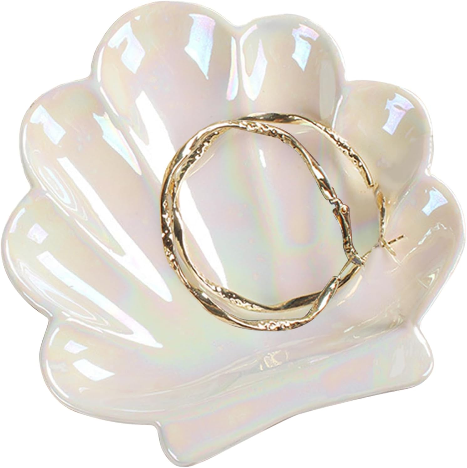 Shell Trinket Dish Ceramic Jewellery Tray Ring Holder Dish Small Seashell Jewellery Plate Cute Vanity Organiser Room Decor Aesthetic Home Decor Bathroom Accessories Birthday Gifts For Women Girls Her