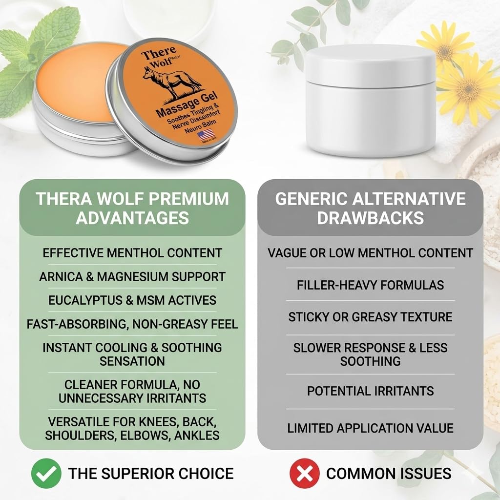 Official TheraWoIf Balm, Joint Soothing Cream, Natural Herbal Body Cooling Comfort Cream with Magnesium, Arnica Oil, Camphor Blue, Chamomile & Menthol Extract (1Pc)