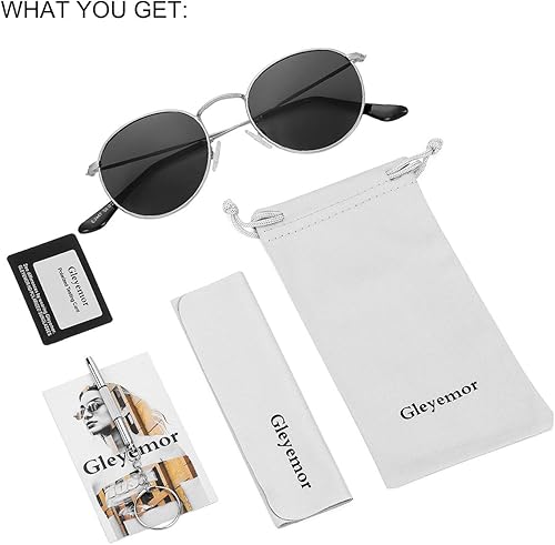 Miniatura 7 de Gleyemor Lentes de sol redondos polarizados clásicos para mujeres y hombres, con marco de metal moderno