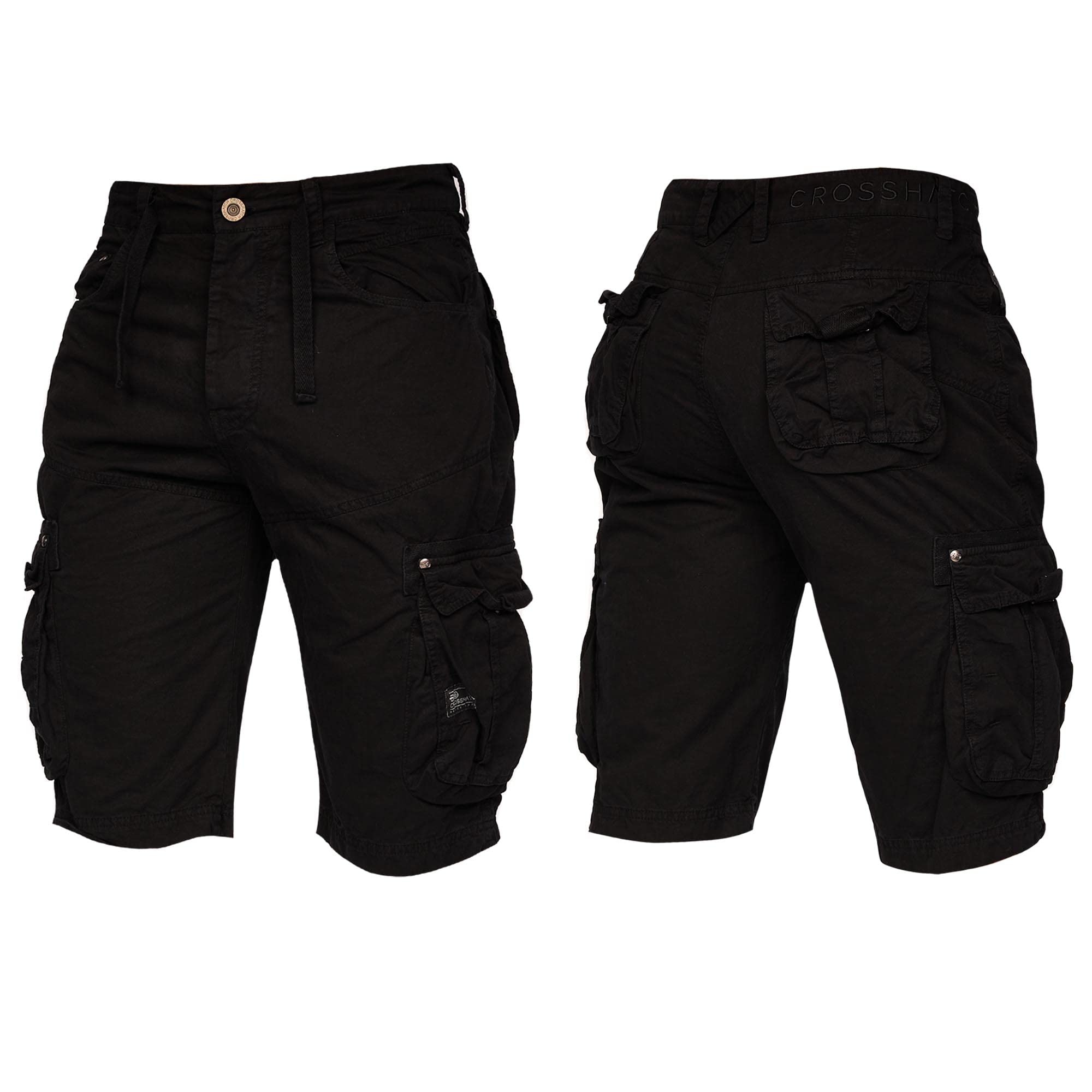 Crosshatch New Mens Shorts Knee Length Combat Cargo Cotton Holiday Summer Camo Jeans by Jeanbase Black 38