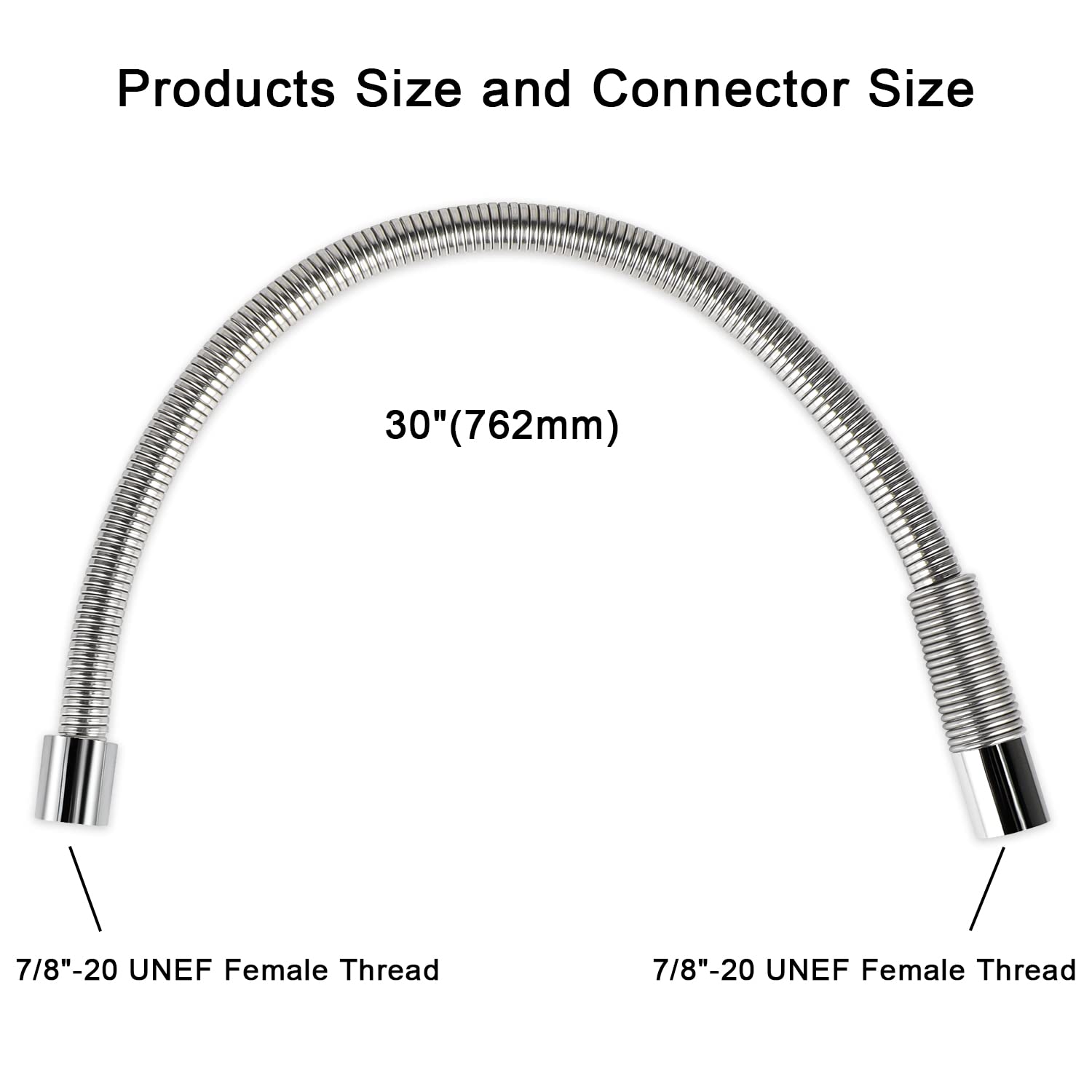 TBER Manguera de preenjuague de 30 pulgadas para grifo comercial de preenjuague, Latiguillo Manguera pulverizadora de lavavajillas, Manguera flexible de acero inoxidable