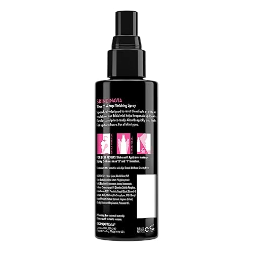 Miniatura 5 de Skindinavia The Makeup Finish Spray Bridal - Fórmula de larga duración, resistente al calor y al agua, esencial de boda, espray fijador extra fuerte