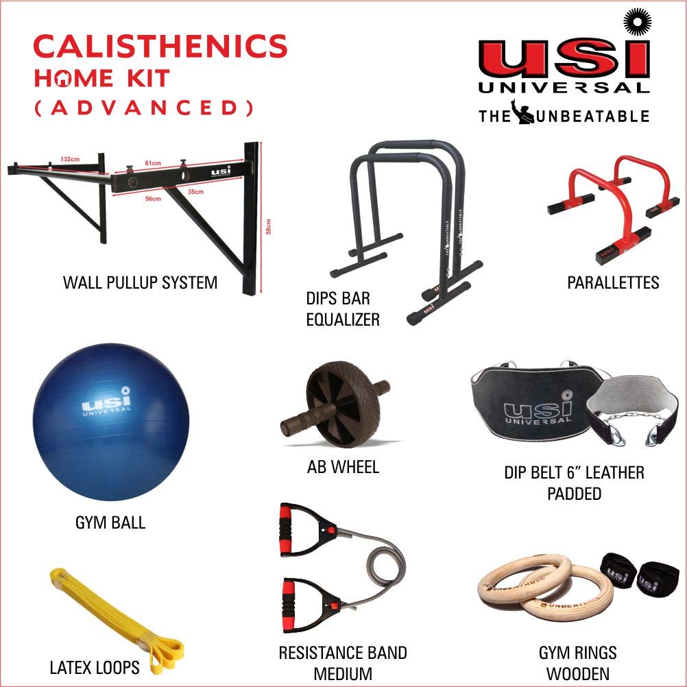 Buy USI Universal Calisthenics Home Gym KIT Advanced (DIPS BAR, Wall Pullup, PARALLETTES, DIP