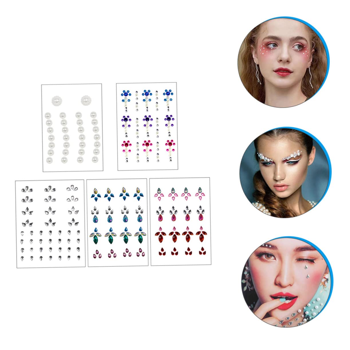 Angoily 25 Juegos De Calcomanías De Gemas Únicas Para Pegar En El Rostro Con Diamantes De Imitación Y Purpurina Para Disfraces De Mujer.