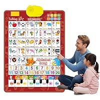 2025 New Talking Wall Chart for Kids – English & Spanish Learning Poster with Songs, ABCs, Numbers, Animal words & Piano, Electronic Alphabet Wall Chart, Interactive Educational Toy for Kids (B)