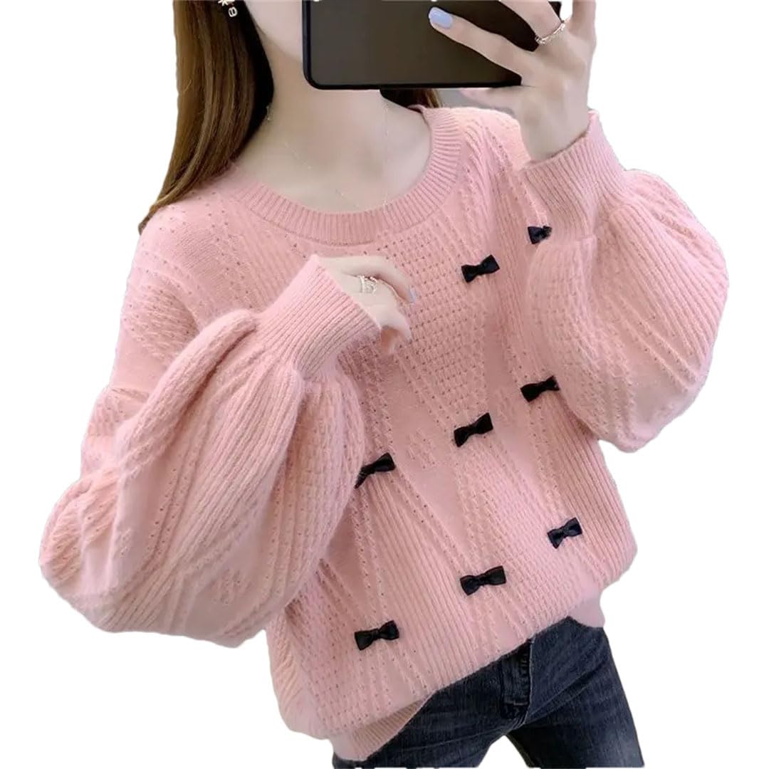 Maglione da donna autunno e inverno moda ufficio semplicità O-collo manica lunga maglione donna casual all-match sciolto top