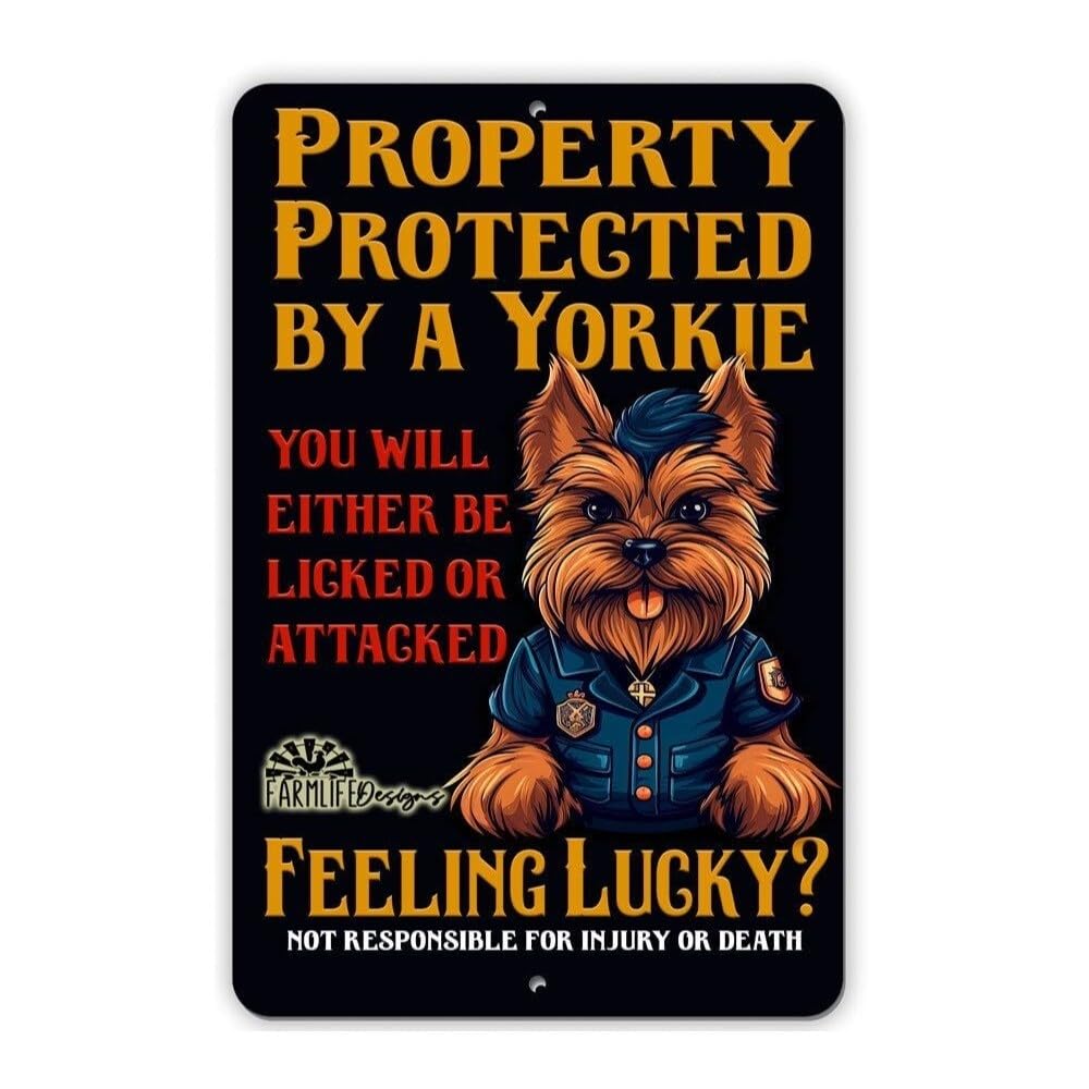 Yorkie Security Sign 8"x12" Funny Handmade Yorkshire Terrier Dog Sign home decor