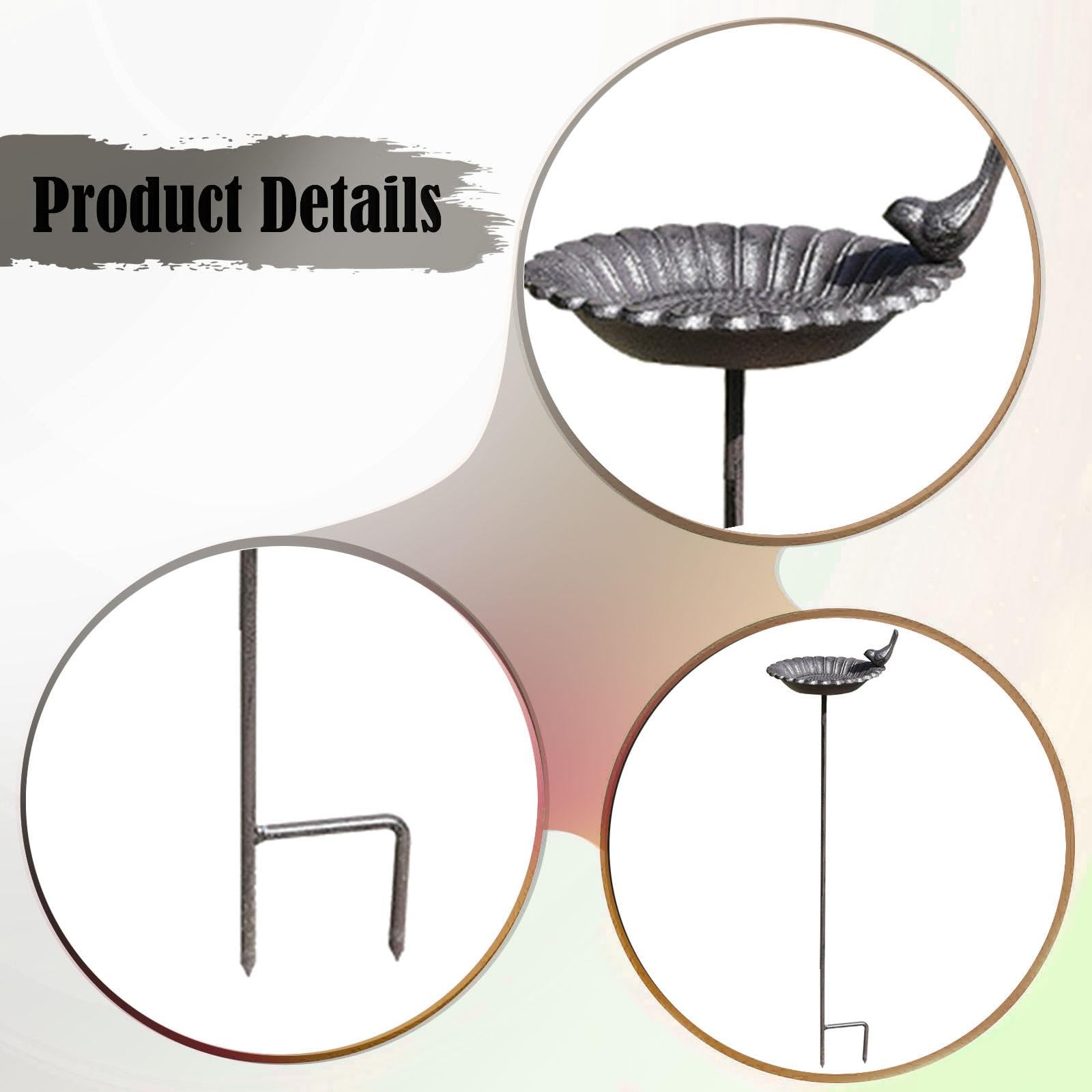 Sharplace Bebedero para Aves de Hierro en Forma de SPA Cuenco para Pájaros Decorativo para Exteriores Comedero con Soporte Estable Apto para Patio Césped Y Orna, 8683