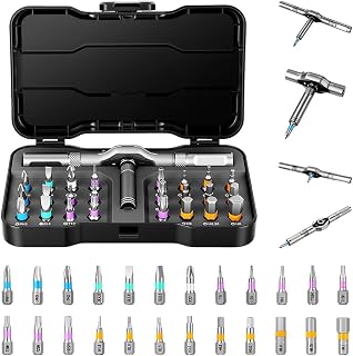 24 in 1 Magnetic Screwdriver Set with Mini Ratchet Handle - Precision Repair Tool Kit with S2 Steel Bits and Compact Storage Case for Electronics, Furniture Assembly and DIY Home Use