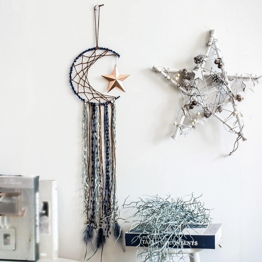 Dream Catcher Wall Decor, Half Circle Moon Design Golden Star Dream Catcher, Handmade Dream Catcher Home Decoration Home Decoration Ornament