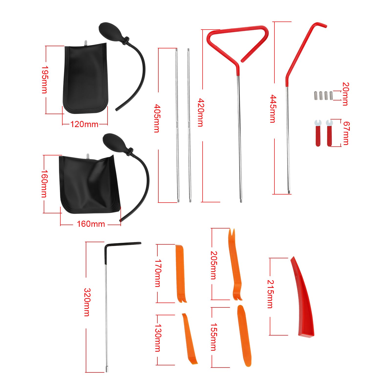 Skyplanet Kit di riparazione a lunga portata, kit di emergenza per auto, strumento di rimozione del pannello, strumento di fissaggio per auto, kit di blocco per tutti i veicoli, uso di emergenza