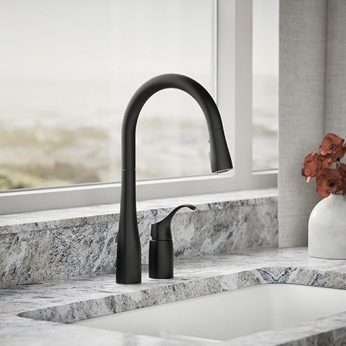 Miniatura 153 de KOHLER Simplice, llave abatible de cocina, 647-CP Mate negro,Cromo pulido,Latón cepillado vibrante.,Vibrant Stainless