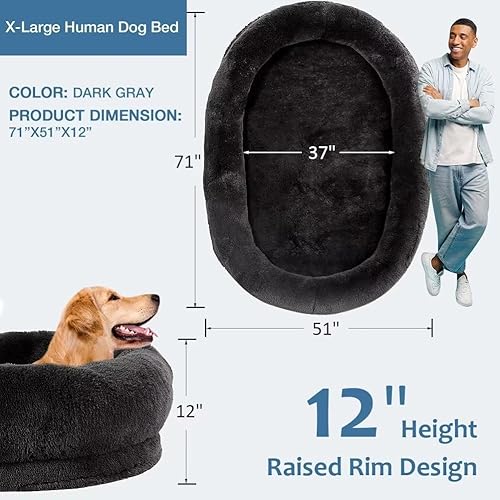 Miniatura 9 de Cama humana para perro, cama gigante para perros de 67 x 38 x 12 pulgadas, para adultos y mascotas, cama para perros humanos para personas, cama