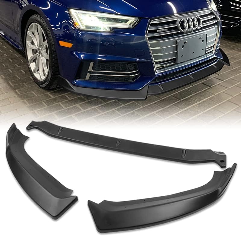 3PCS Front Bumper Lip Kit fit for Compatible with 2017-2019 Audi A4 S4 S-Line, STP-Style Splitter Trim Protection Spoiler, Air-Dam-Chin-Diffuser (Unpainted Matt Black)
