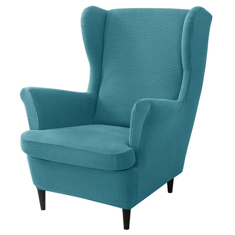 Housse de fauteuil extensible Strandmon bleu marine en tissu seersucker