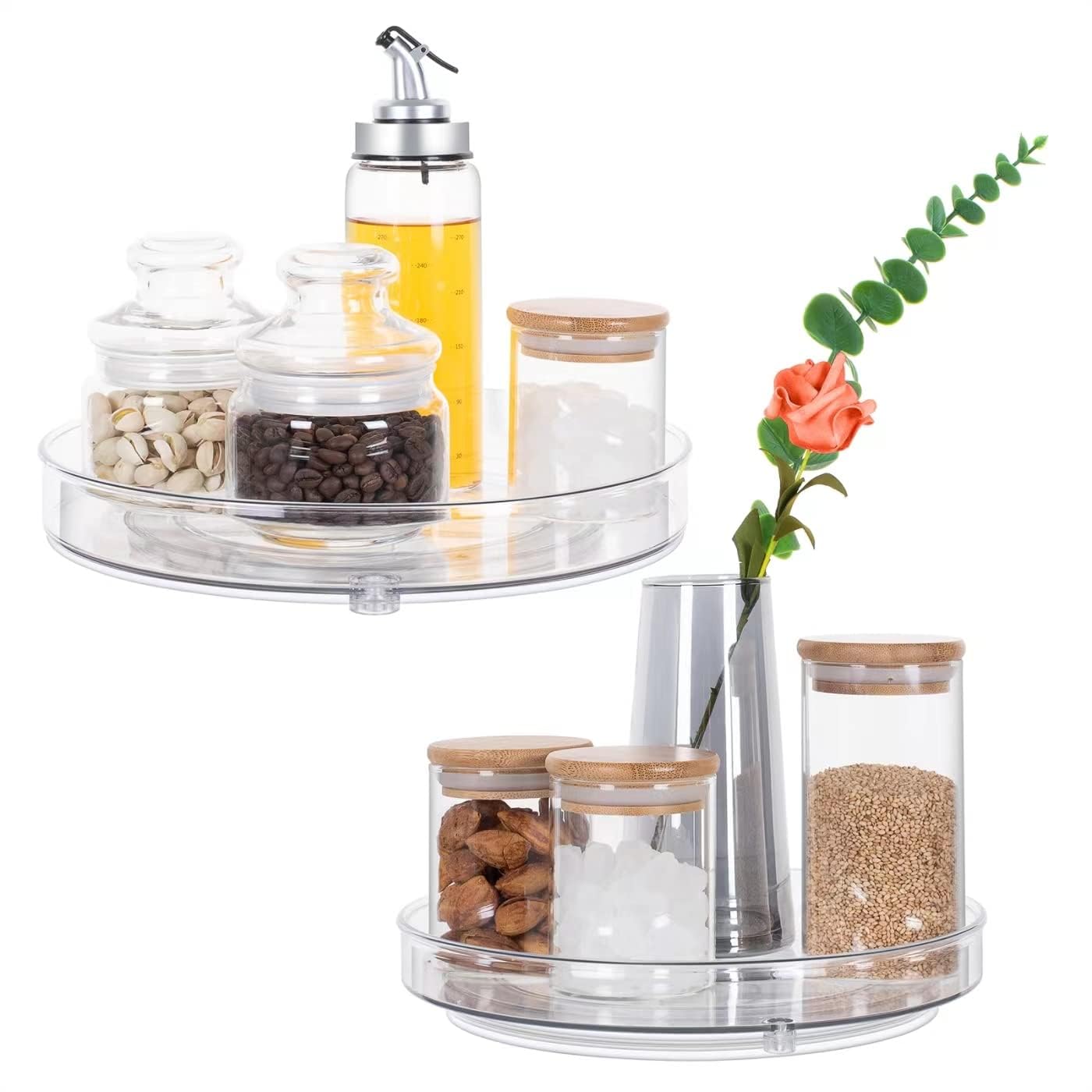 Lot De 2 Plateaux Tournants Lazy Susan - Organisateur Pour épices, Cuisine, Frigo (28cm + 22cm)