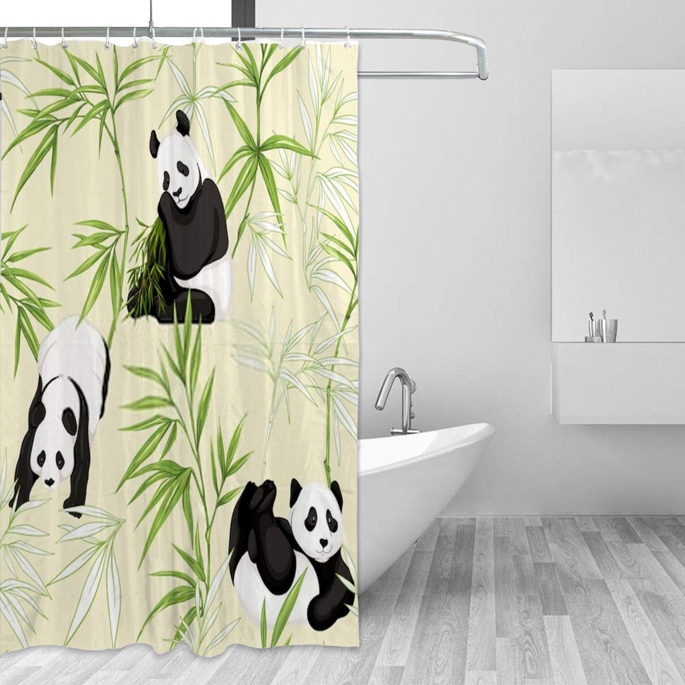 Rideau de douche imperméable de qualité supérieure en tissu bambou imprimé panda