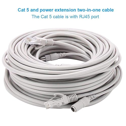 Miniatura 4 de PEGATISAN Cable Ethernet Cat5/5e con conector de alimentación CC, para exteriores e interiores, cable de red LAN de alta velocidad resistente de