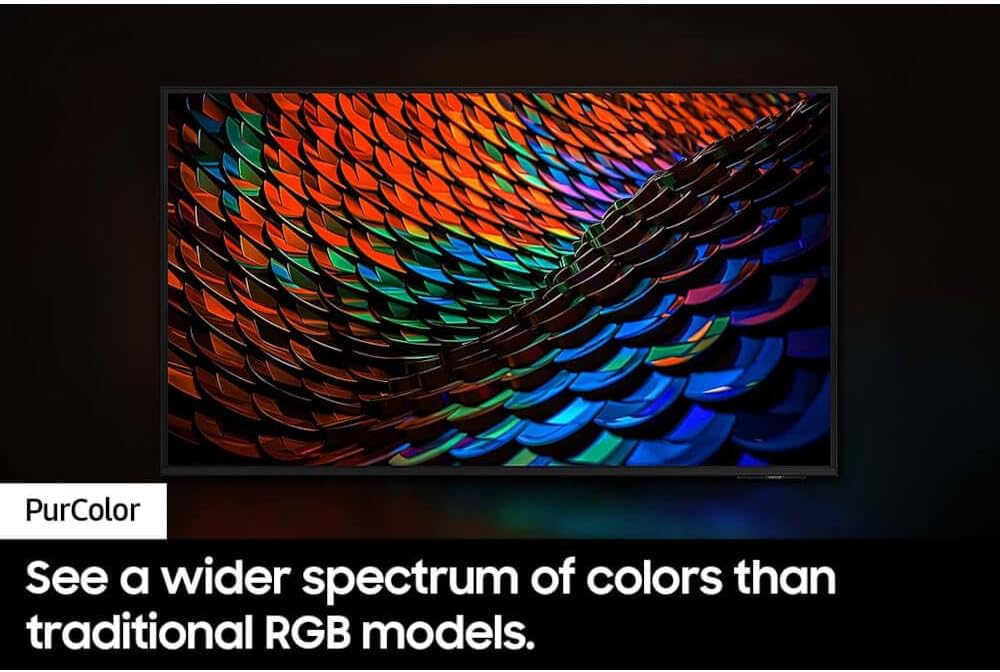 Screen displaying PurColor technology with vibrant, detailed colors