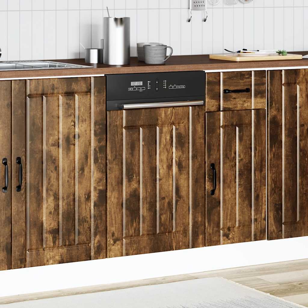Tomostar Façade de Porte Lave Vaisselle, Panneau de Lave-Vaisselle Accessoire pour Lave-Vaisselle Cuisine Lucca chêne fumé Bois d'ingénierie
