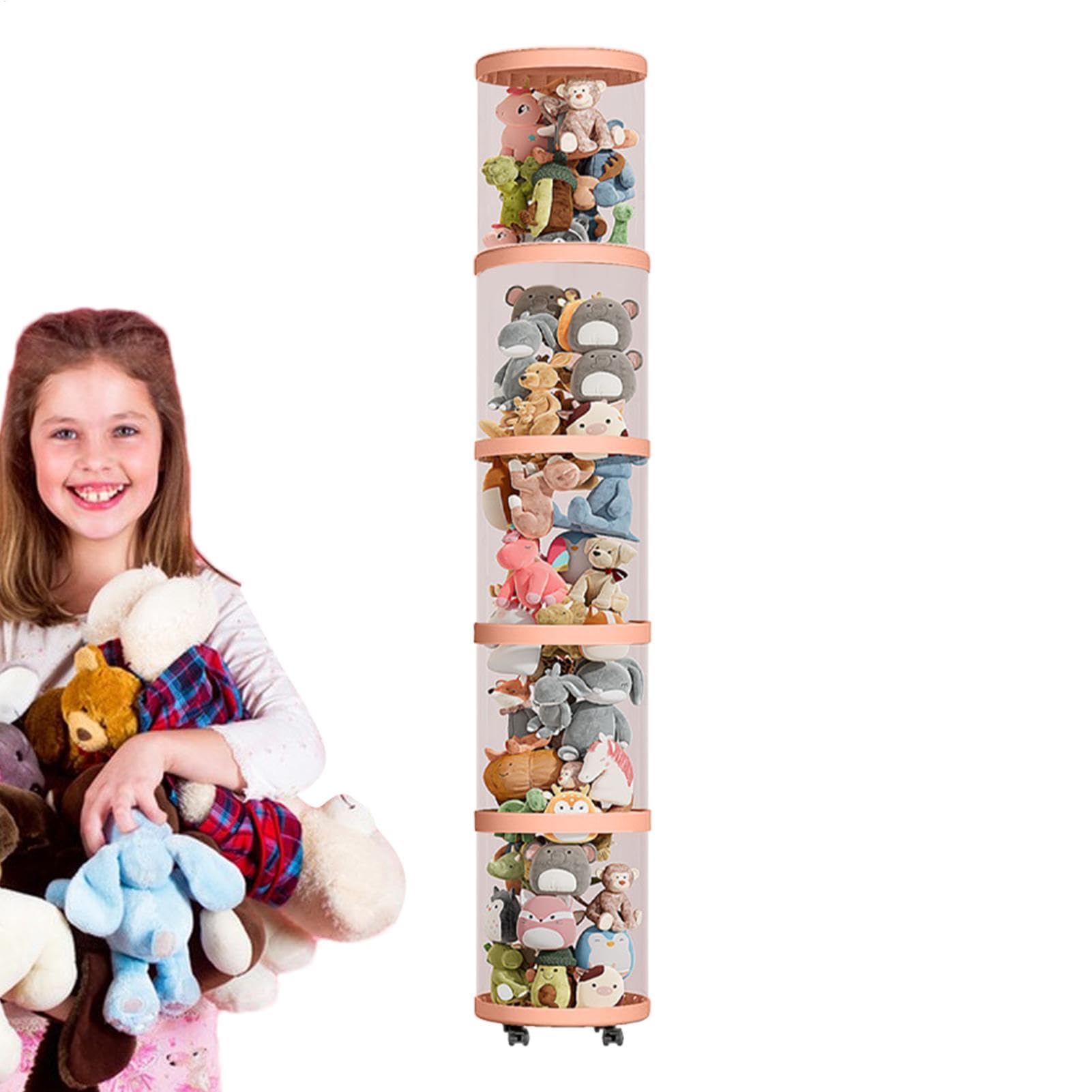 Tube de rangement vertical pour peluche avec roues, anti-poussière