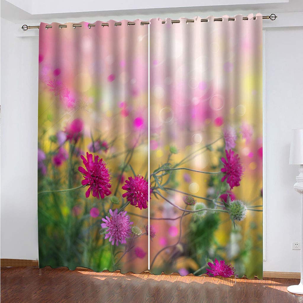 Rideaux occultants à oeillets à motif fleur élégante pour chambre de dimensions 132x160 cm