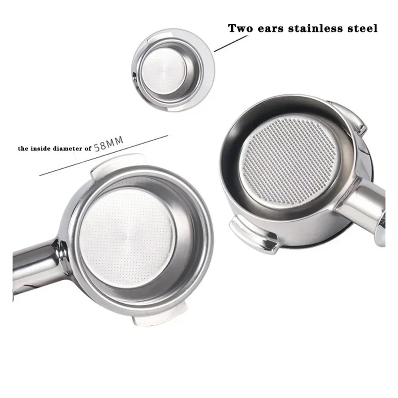 Mango De Portafiltro Sin Fondo De 2 Orejas De 58MM, Compatible Con Expobar, Compatible Con E61, Etc.,Accesorios For Espresso(Compatible for 58mm-Expobar-A)