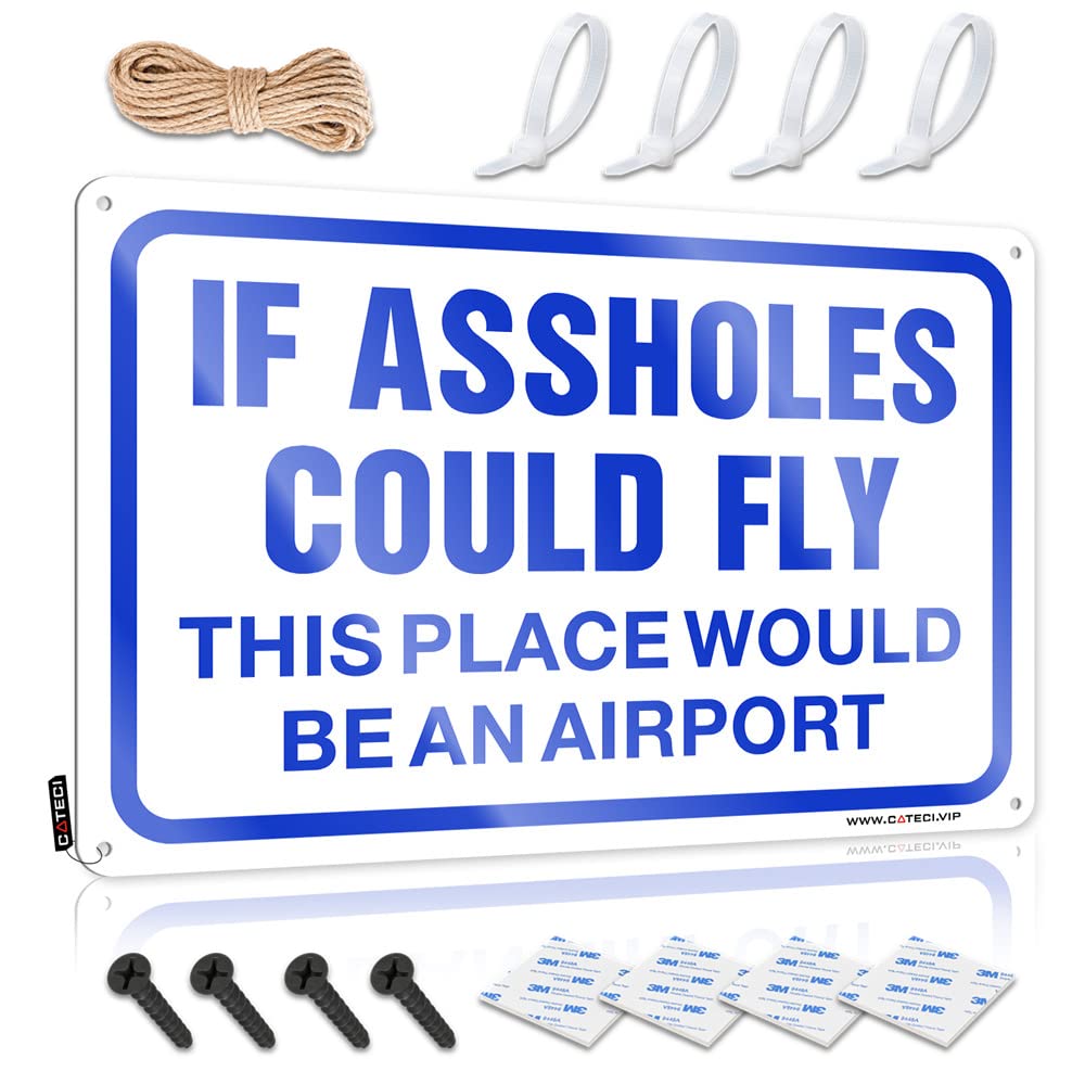 Funny Signs For Bar If Assholes Could Fly This Place Would Be An Airport Sign Retro Tin Signs Wall Decor Metal Tin Sign(30X40CM)