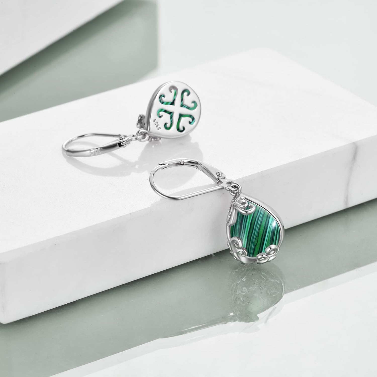 POPLYKE Celtic Filigree Teardrop Drop Dangle Earrings Sterling Silver Leverback Earrings Jewelry for Women - Image 3