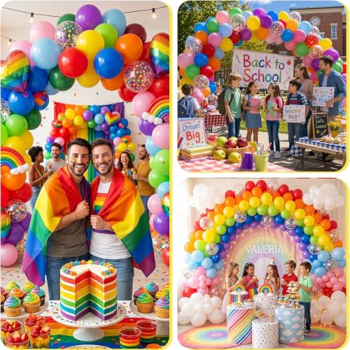 Image of Togvu Rainbow Balloons Assorted Colors 50Pack Small Mini Balloons Colorful Latex Party Balloons for Birthday Baby Shower Wedding Party Birthday Decorations