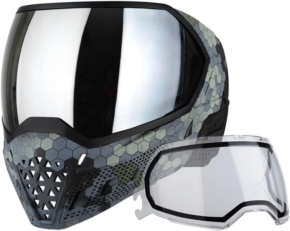 Empire EVS Paintball Mask/Goggle HEX - 3 Quick Change Thermal Lenses Clear, Smoke, Silver Mirror