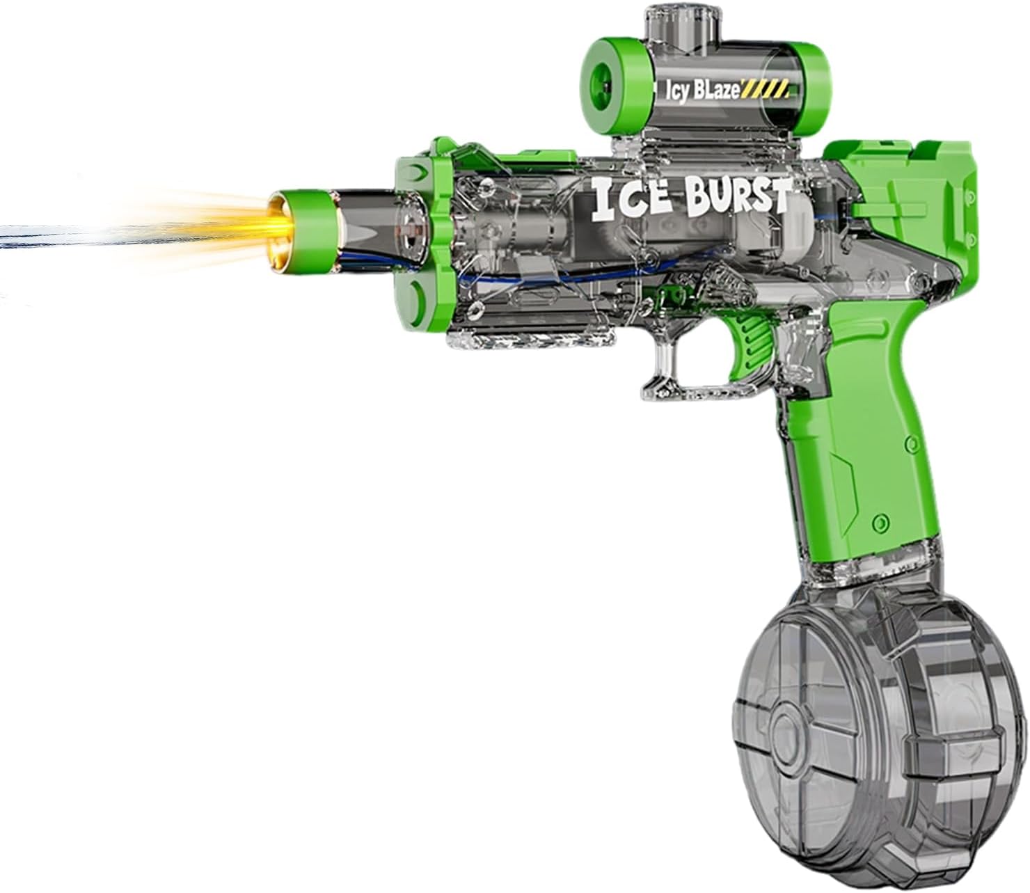 Upgraded Electric Water Gun with Flashing Lights, Large-Capacity Drum Magazine, Long Range 26FT for Outdoor Water Fight