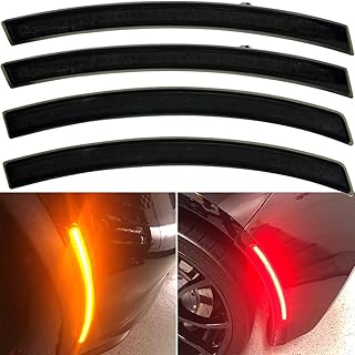 Smoked Lens Corvette C7 LED Front Rear Side Marker Lamps for 2014 2015 2016 2017 2018 2019 Chevrolet Corvette Grand Sport Stingray Z06 ZR1 Red Amber LED Turn Singal Light Kits Sidemarker Lamps