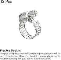 Vista 3 de uxcell Abrazadera de manguera de engranaje helicoidal, 12 abrazaderas de manguera de acero inoxidable ajustables de 38 a 58 pulgadas para asegurar