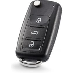 Fundas Para Llave Vw HooRLZ Funda de repuesto para llave VW Golf Mk6 Beetle Jetta Polo Skoda Sharan Seat Tiguan Touran Octavia, funda para llave de coche, 3 botones VW, llave abatible de golf, con hoja