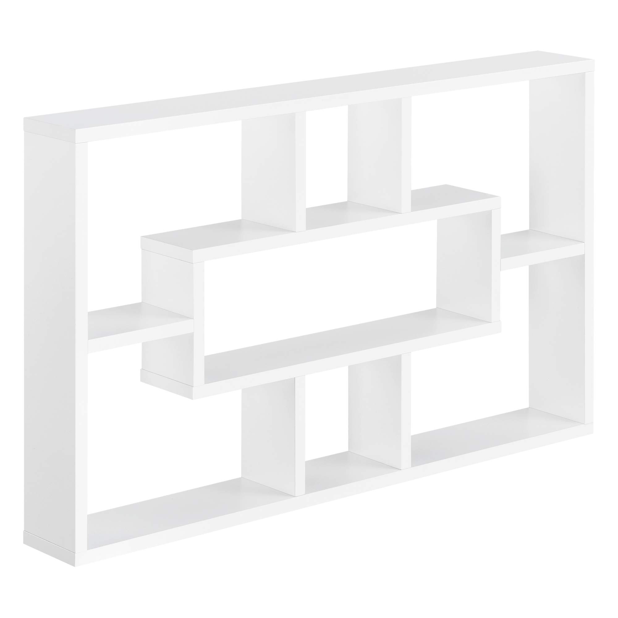 [en.casa] Scaffale da Parete Design Rettangolare con 7 Scomparti Portaoggetti Mensola da Muro Espositore per Soggiorno Studio 77x10x48 cm Bianco