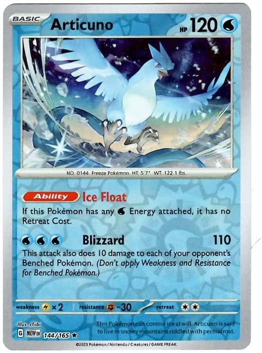 Pokemon - Articuno 144/165 151 - Reverse Foil - Single Card