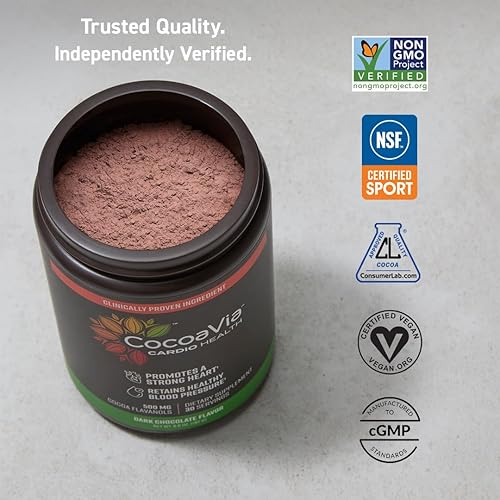 Miniatura 8 de CocoaVia Cardio Health Cacao en polvo, 60 porciones, 500 mg de flavanoles de cacao, ayuda a la salud del corazón, aumenta el óxido nítrico, mejora