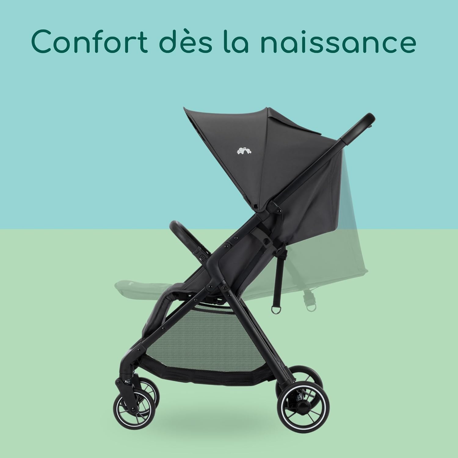 Bebeconfort Azur Poussette Canne Compacte 0-3 ans 15 kg Pliage Automatique Inclinaison Allongée Mineral Graphite