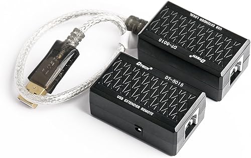 Miniatura 5 de DTECH Adaptador de extensión USB USB a RJ45 Extensor sobre Cat5 Cat5e Ethernet Cable Set conexión hasta 200 pies