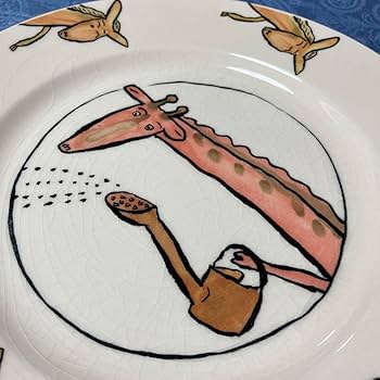 Amazon.co.jp: 明治屋 家族がまるくなる皿 キリン柄 絵本作家