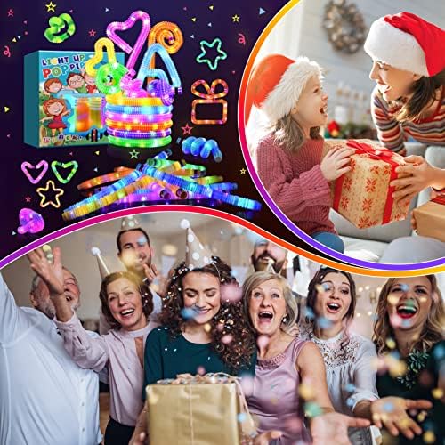Tesoyzii Fidget Toys 12/18 Pcs Pop Tubes Glow Sticks Birthday Party Decoration Set