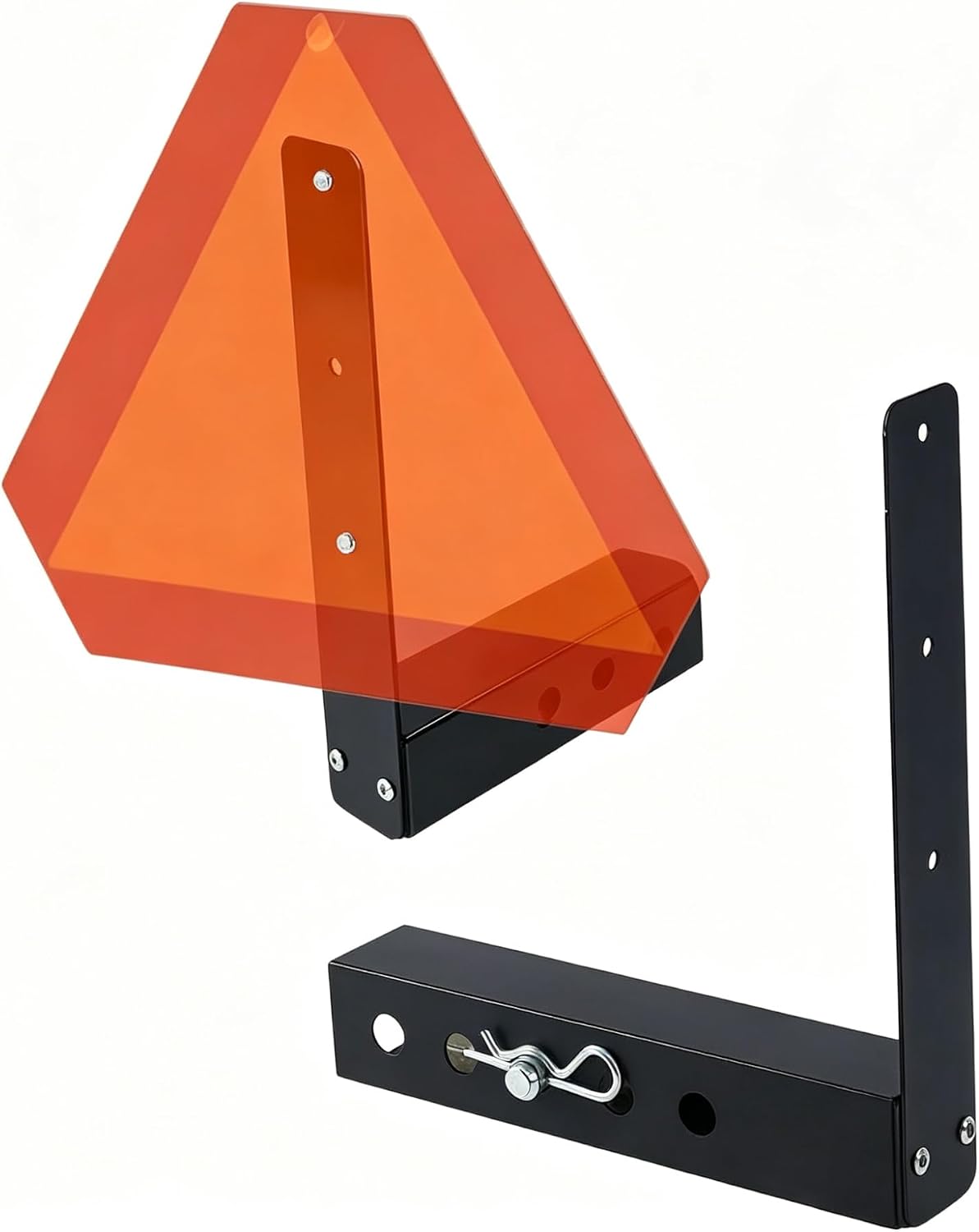 Slow Moving Vehicle Mounting Bracket for UTV & ATV, 2 Inch Receiver Hitch Mount, Fits Standard 14-Inch SMV Safety Signs with 6-Inch Bolt Hole Spacing, Heavy-Duty Steel, Easy Installation