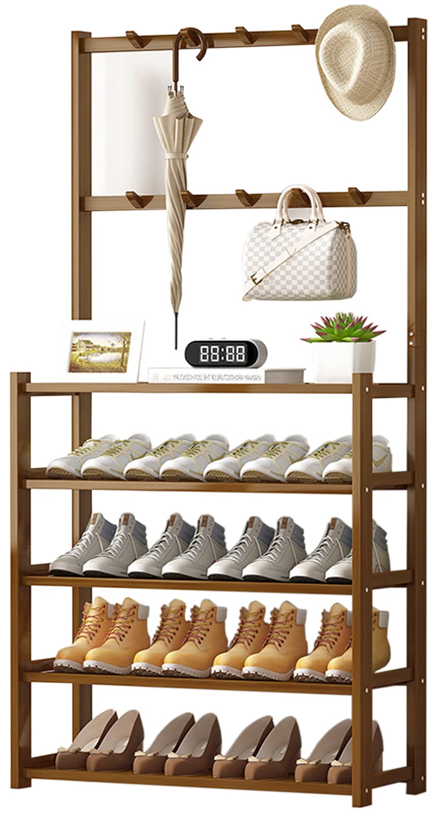 Buy Entryway Coat Rack, UHOOME Bamboo Hall Tree Shoe Storage Bench
