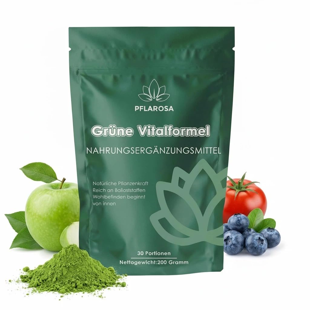 Grünes Superfood Pulver 200g – Greens Mix mit Matcha, Spirulina, Gerstengras & Heidelbeeren | Ballaststoffreich & Vegan | Natürliches Pflanzenpulver für Alltag Ernährung