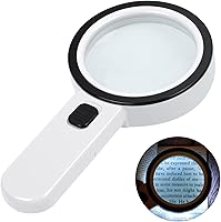 AIXPI Magnifying Glass with Light: 3x Double-Layer Real Glass Lens, 12 LED Handheld Magnifier for Seniors Reading, Coins, Jewelry Inspection